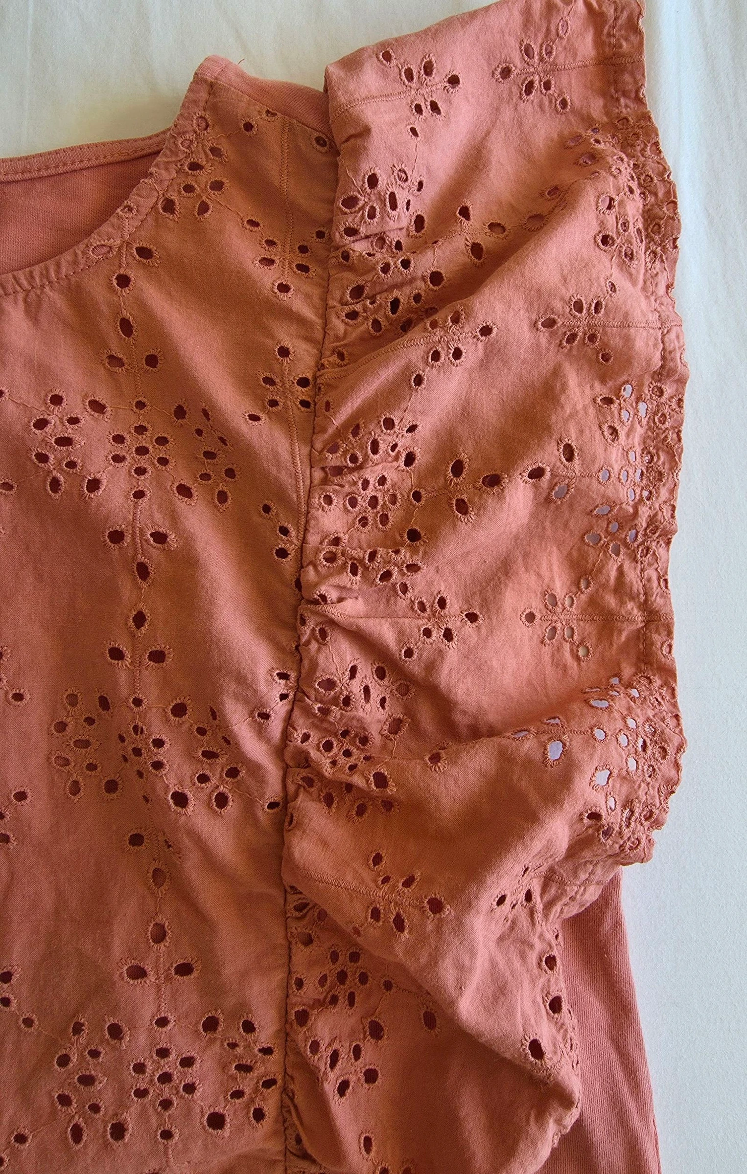 Top rosa terracota GG 42 44 Gémo blusa com babados bordado inglês – photo 4